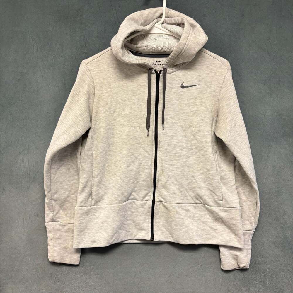 Nike Dri-FIT Full-Zip Hoodie Cropped Gray Athleisure Athletic Streetwear Small
